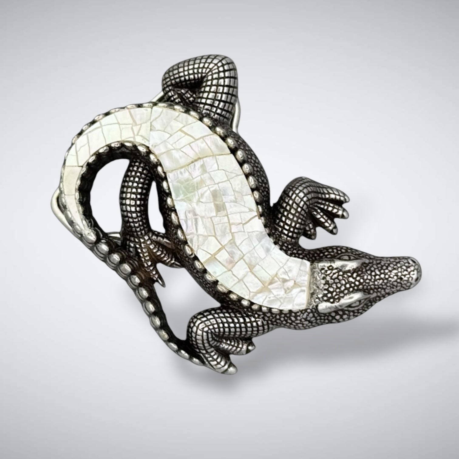 Bayou Gator (White MOP) Buckle Fits 38-40mm Belts