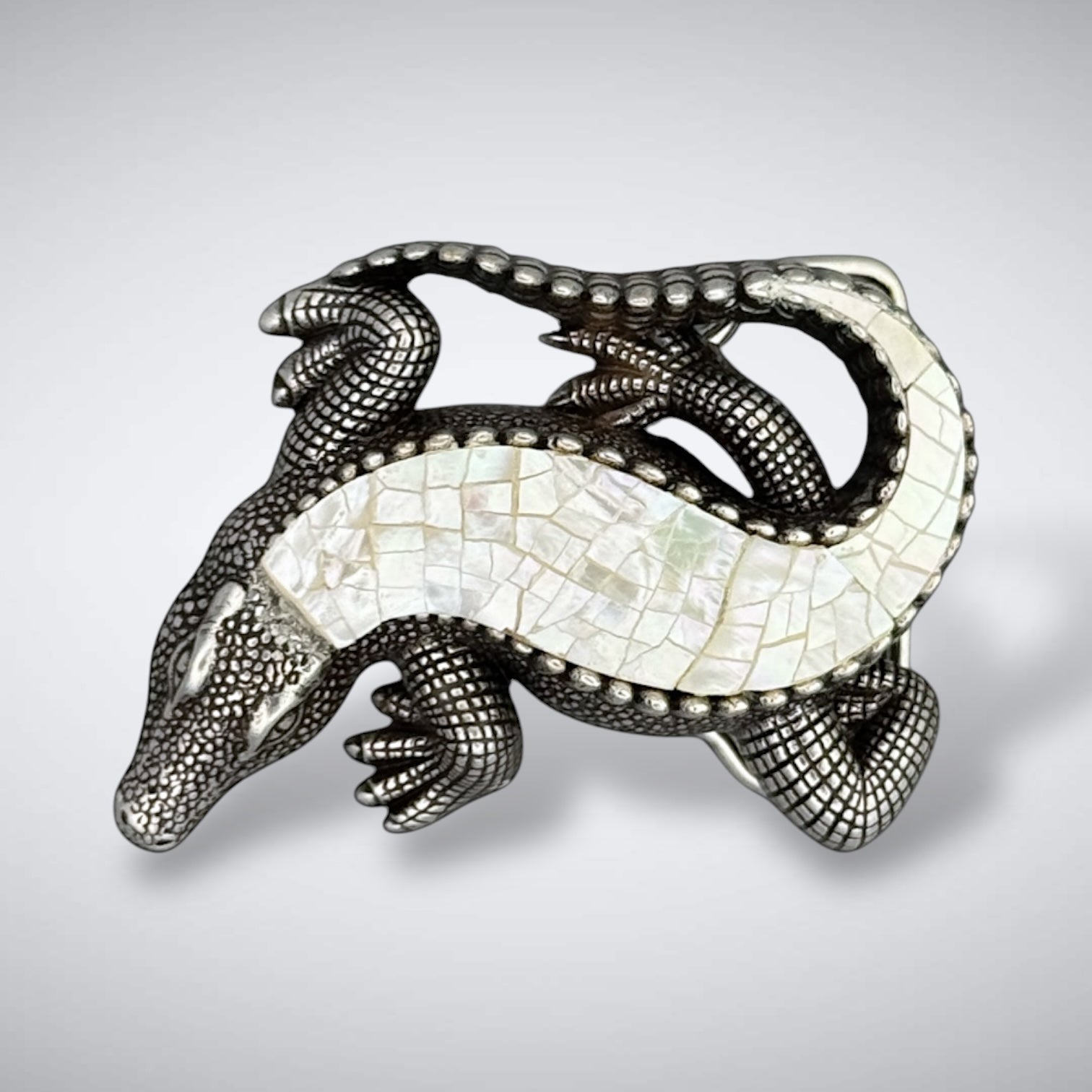 Bayou Gator (White MOP) Buckle Fits 38-40mm Belts