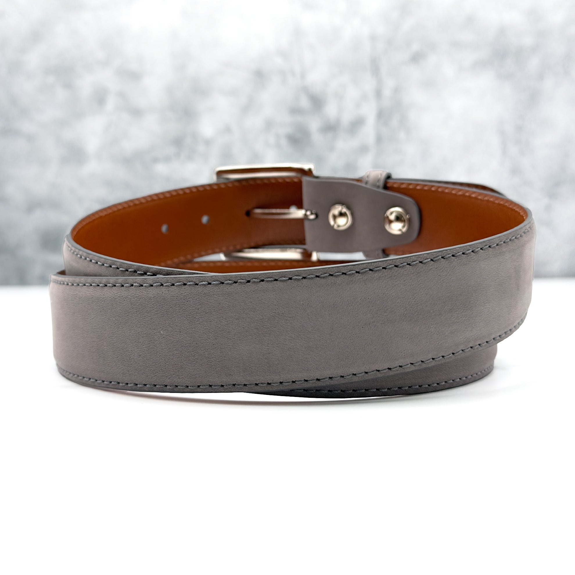 Italian Suede Calf Belt: Grey