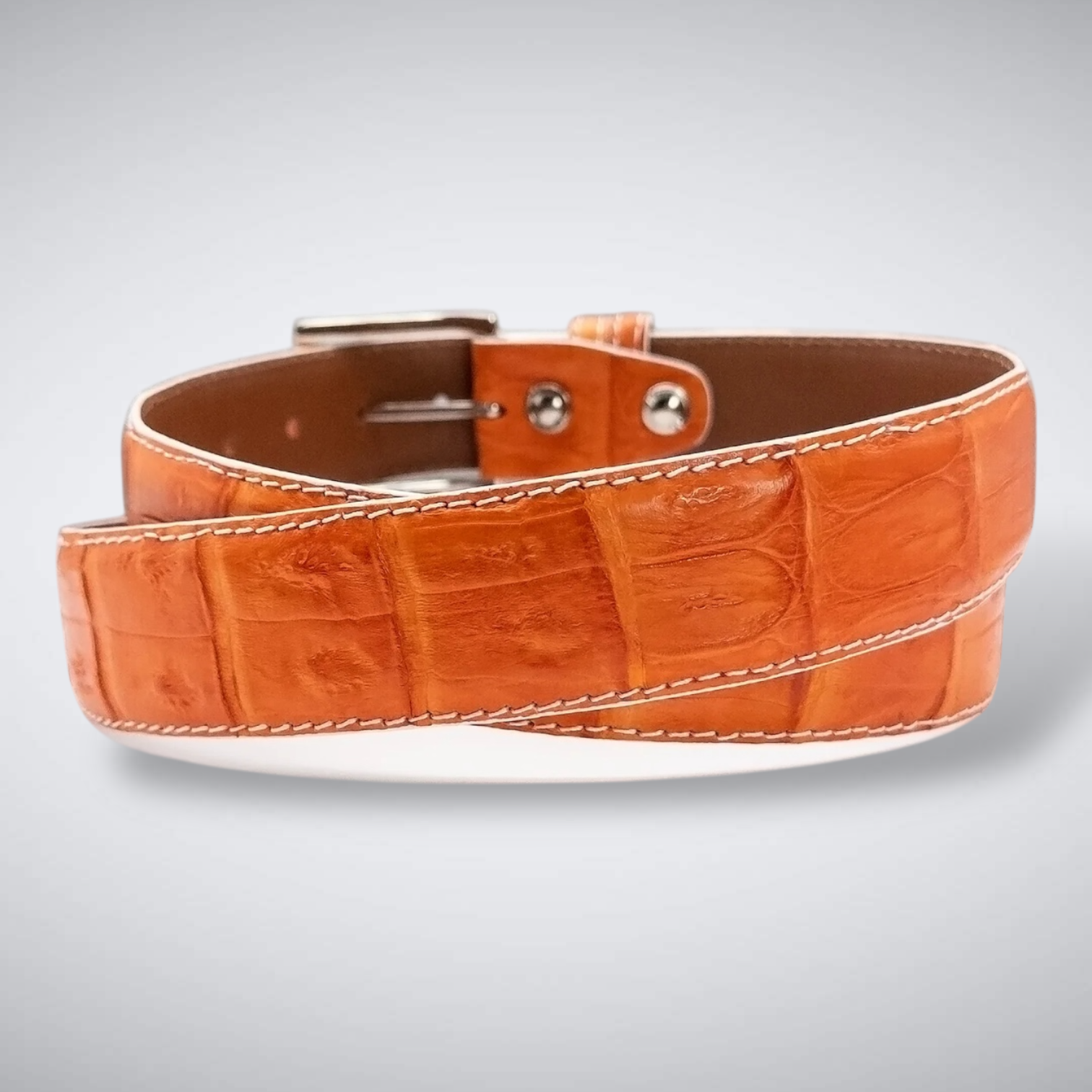 Matte Caiman Tail Belt: Orange