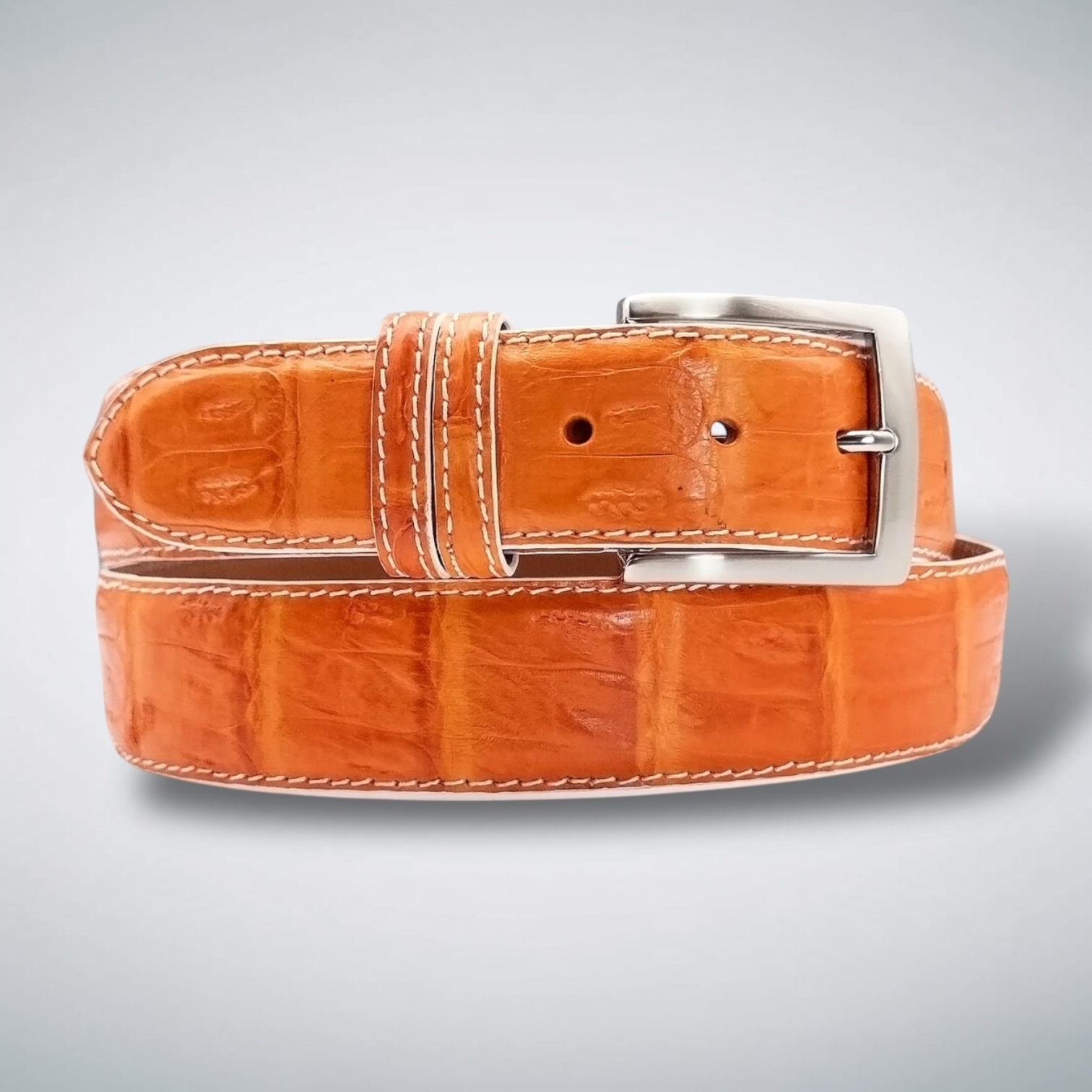 Matte Caiman Tail Belt: Orange