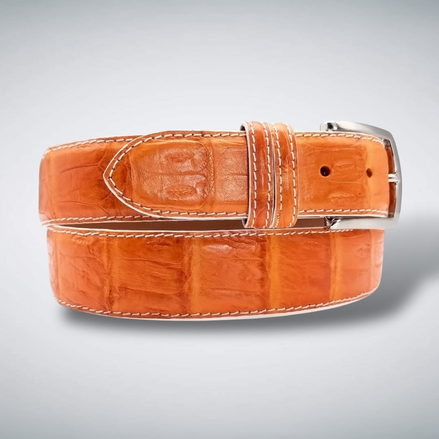 Matte Caiman Tail Belt: Orange