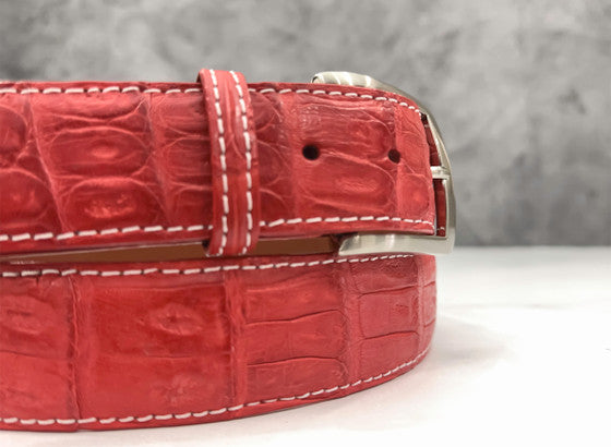 Matte Caiman Tail Belt: Red