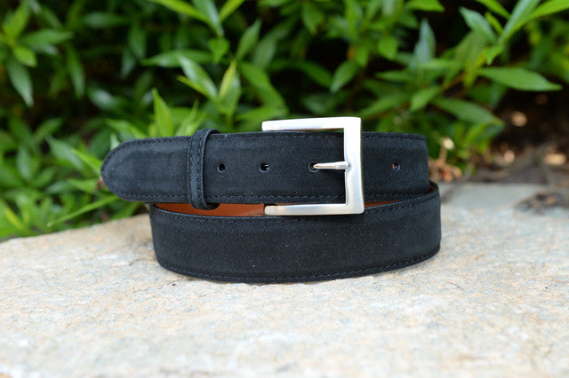 Italian Suede Calf Belt: Black