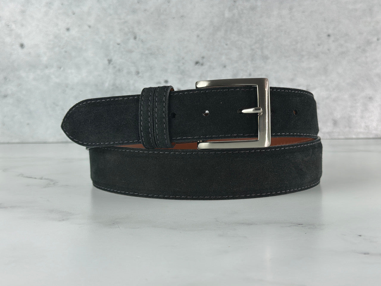 Italian Suede Calf Belt: Black