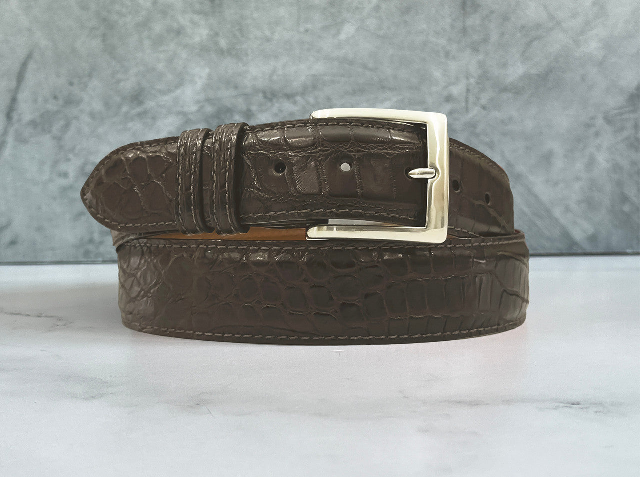 American Matte Alligator Belt: Brown