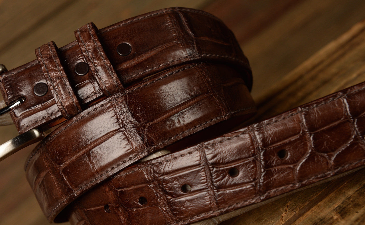 American Matte Alligator Belt: Brown