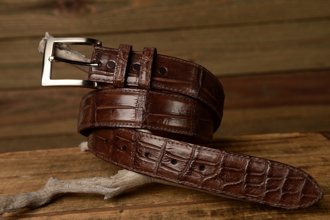 American Matte Alligator Belt: Brown