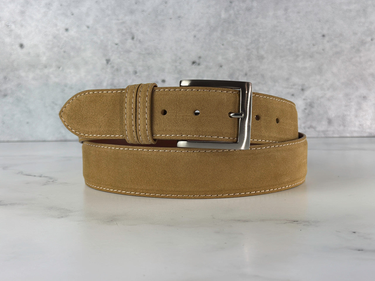 Italian Suede Calf Belt: Tan