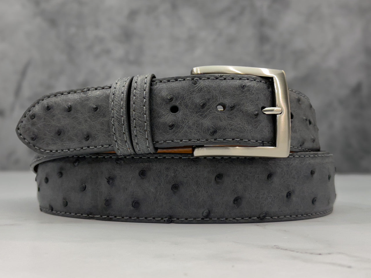 Handmade Genuine Gray Ostrich Leg Leather Belt hotsell (Made in U.S.A)