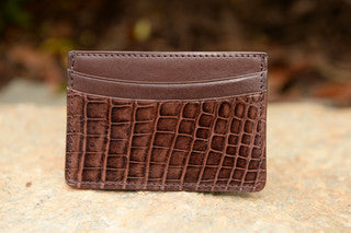 Glazed Crocodile Card Case: Brown