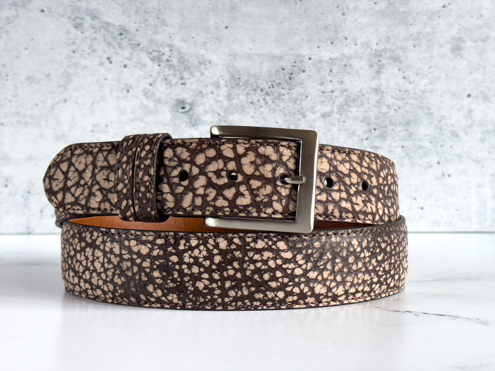 American Bison Belt in Peanut Leather with Oring Buckles