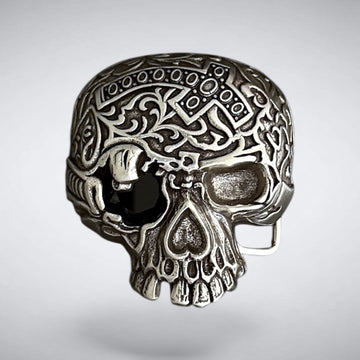Eye Patch Silver Skull Buckle