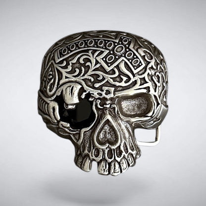 Eye Patch Silver Skull Buckle Fits 38-40mm Belts