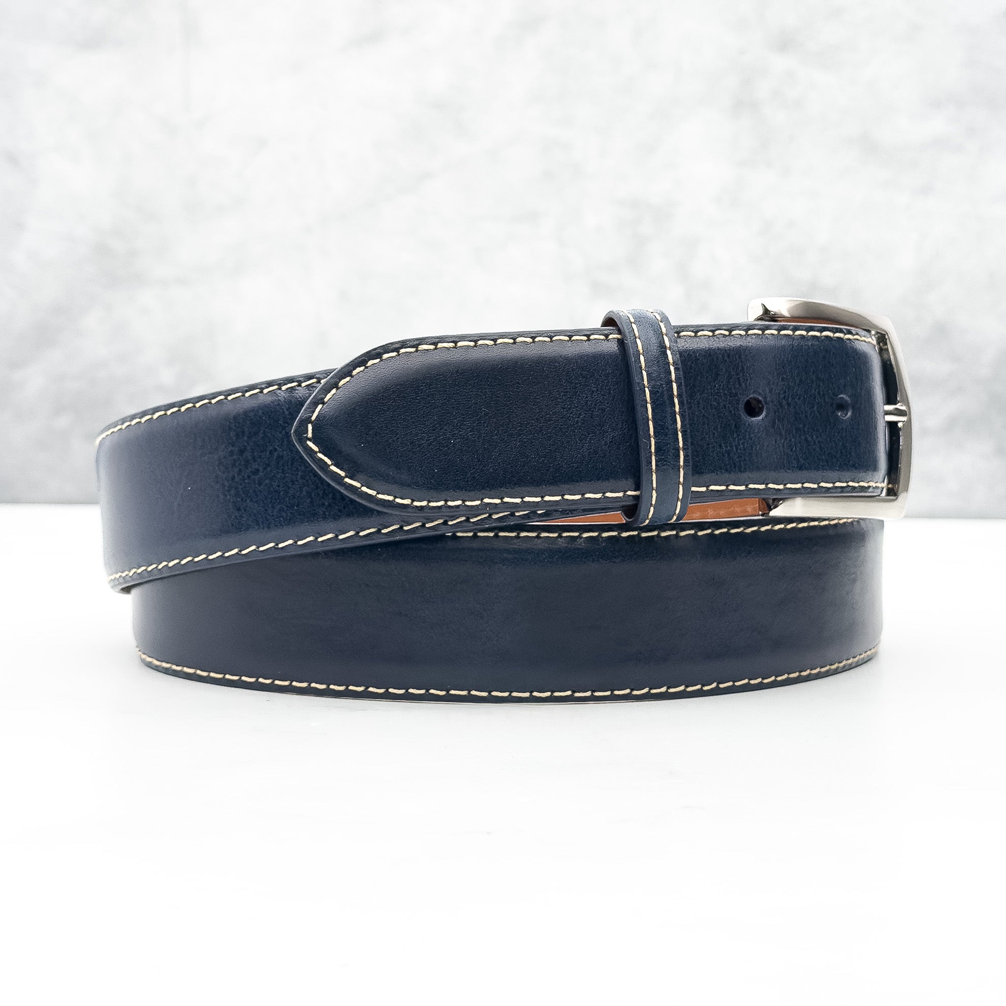 Ready To Ship Italian Calf Belt: Navy Calf (1.5 Width)