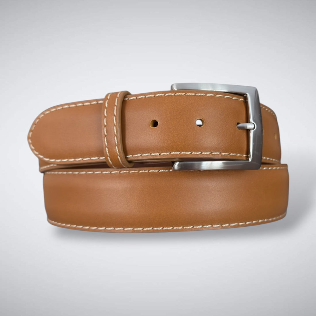 Italian Calf Belt – Duna Dorata (Tan / Khaki Stitch)