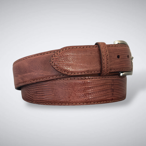 Andes Lizard Belt (Cognac Tonal Stitch)