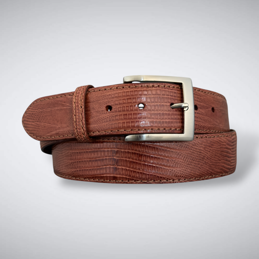 Andes Lizard Belt (Cognac Tonal Stitch)