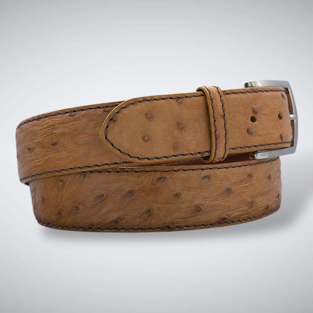 Ostrich Belt — Antique Saddle MD