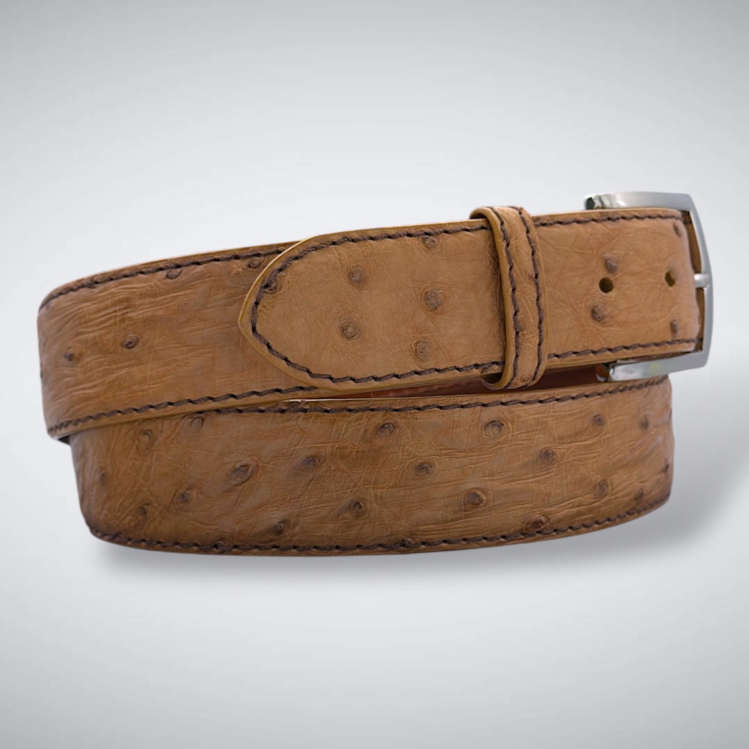 Ostrich Belt — Antique Saddle