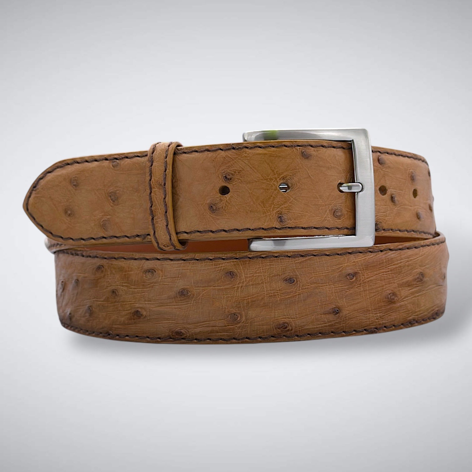 Ostrich Belt — Antique Saddle