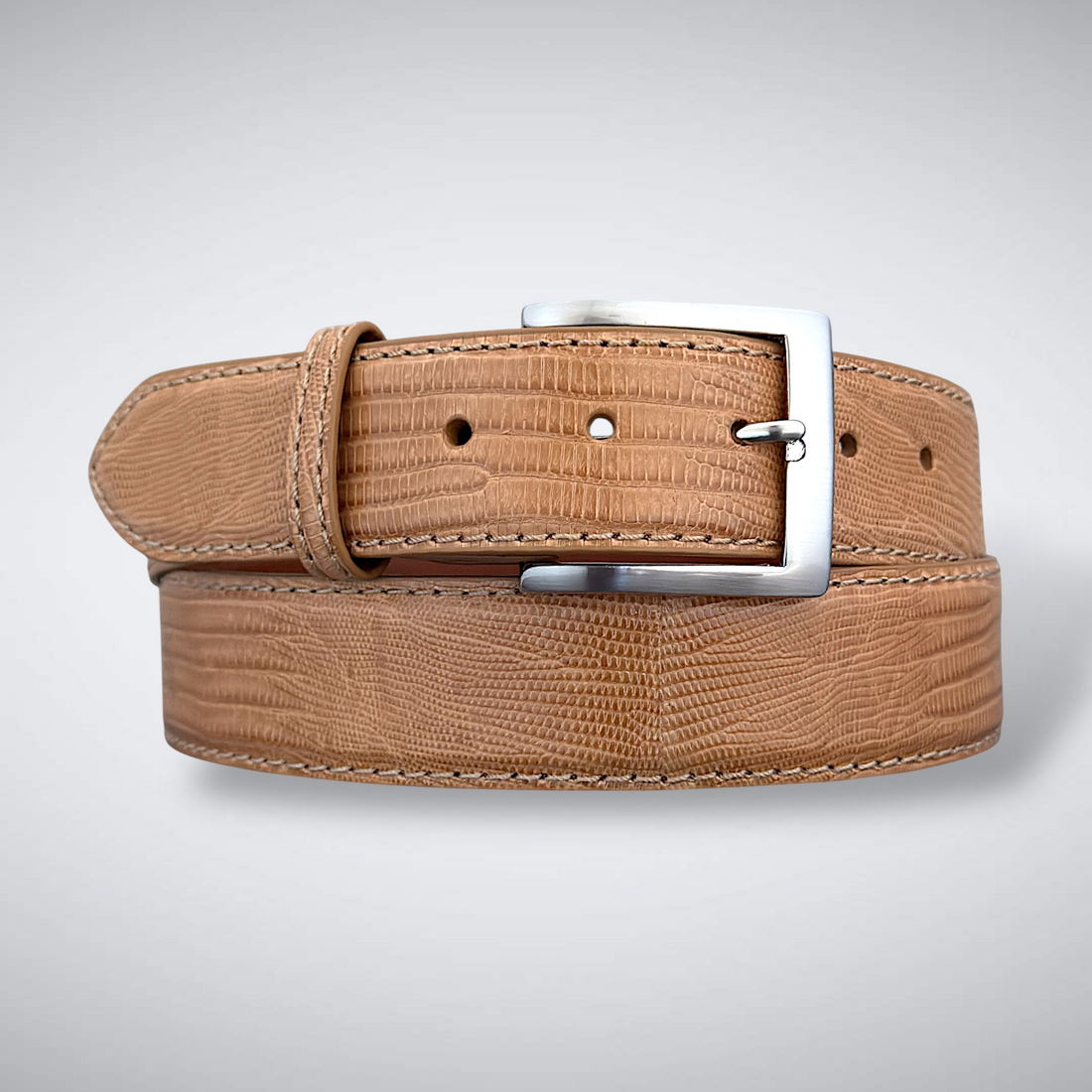 Atacama Lizard Belt (Tan Tonal Stitch)