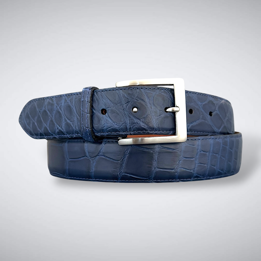Ready to Ship Riviera Navy Matte Alligator Belt – Single Piece 1.5" width