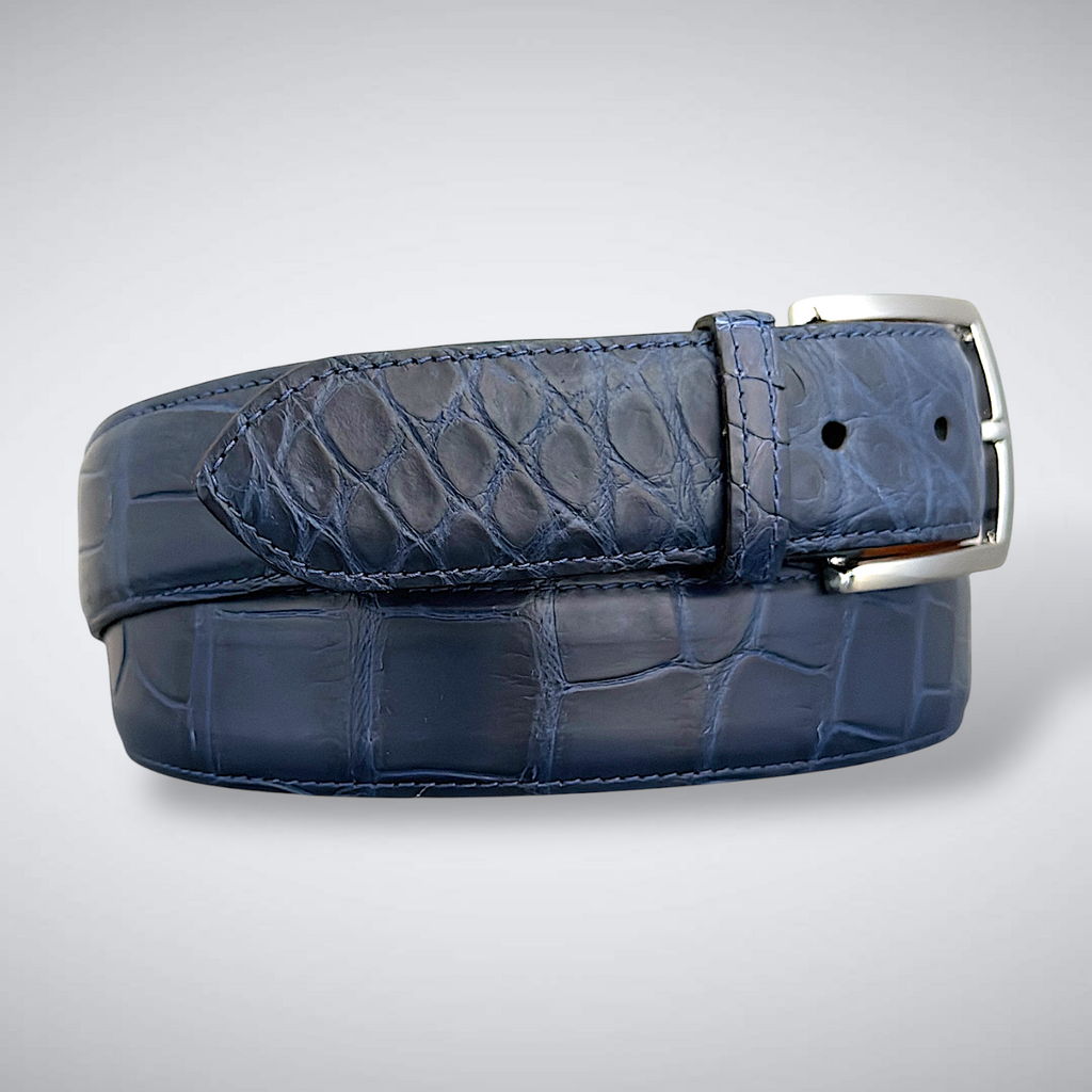 Ready to Ship Riviera Navy Matte Alligator Belt – Single Piece 1.5" width