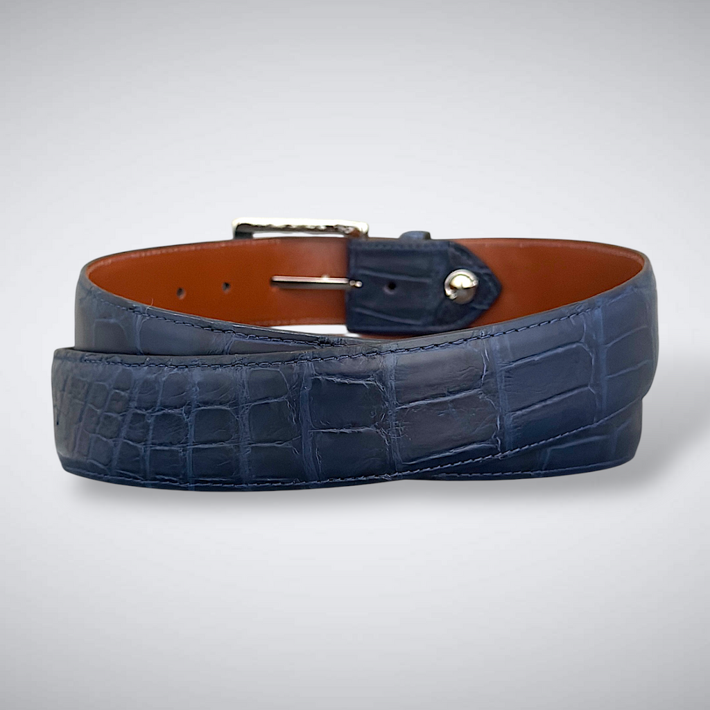 Ready to Ship Riviera Navy Matte Alligator Belt – Single Piece 1.5" width