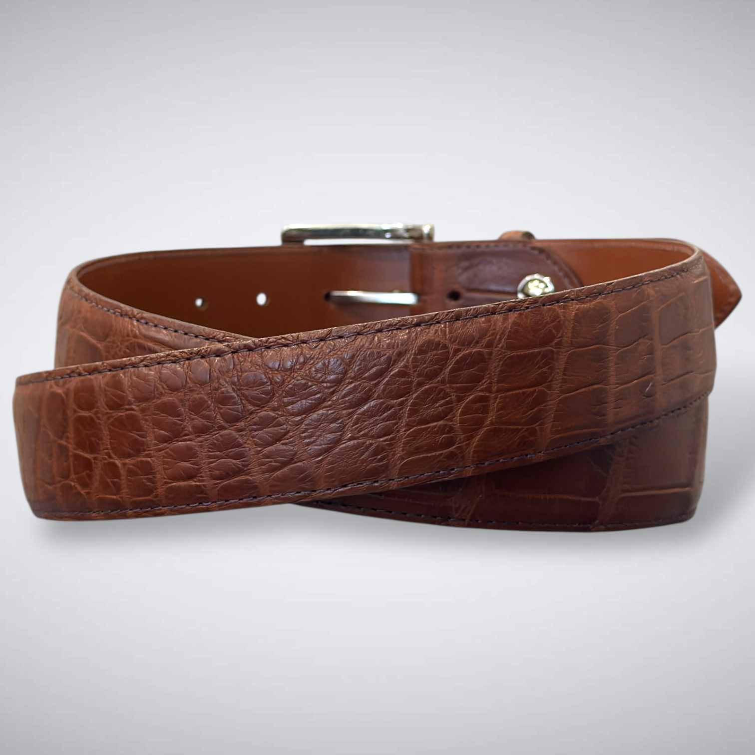 Atelier Tobacco Matte Alligator Belt – Single Piece