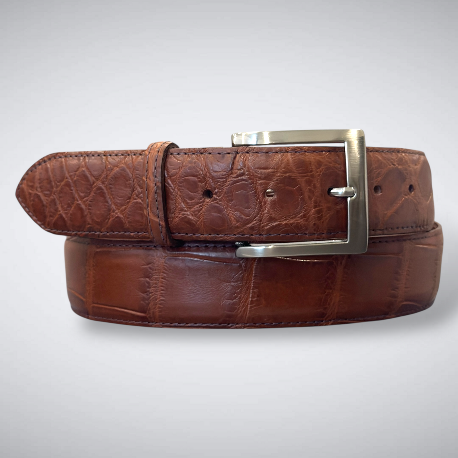 Atelier Tobacco Matte Alligator Belt – Single Piece
