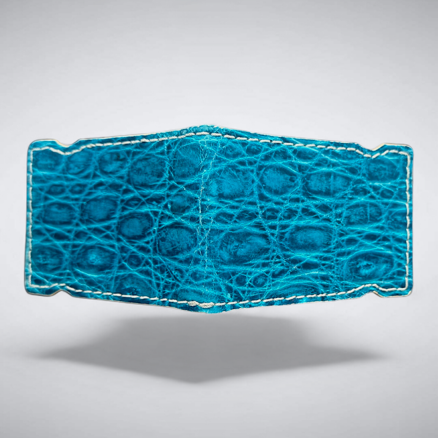Biscayne Cash Cover – Blue Crocodile with White Stitch