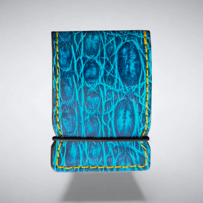 Biscayne Sandbar Cash Cover – Matte Crocodile with Light Yellow Stitch