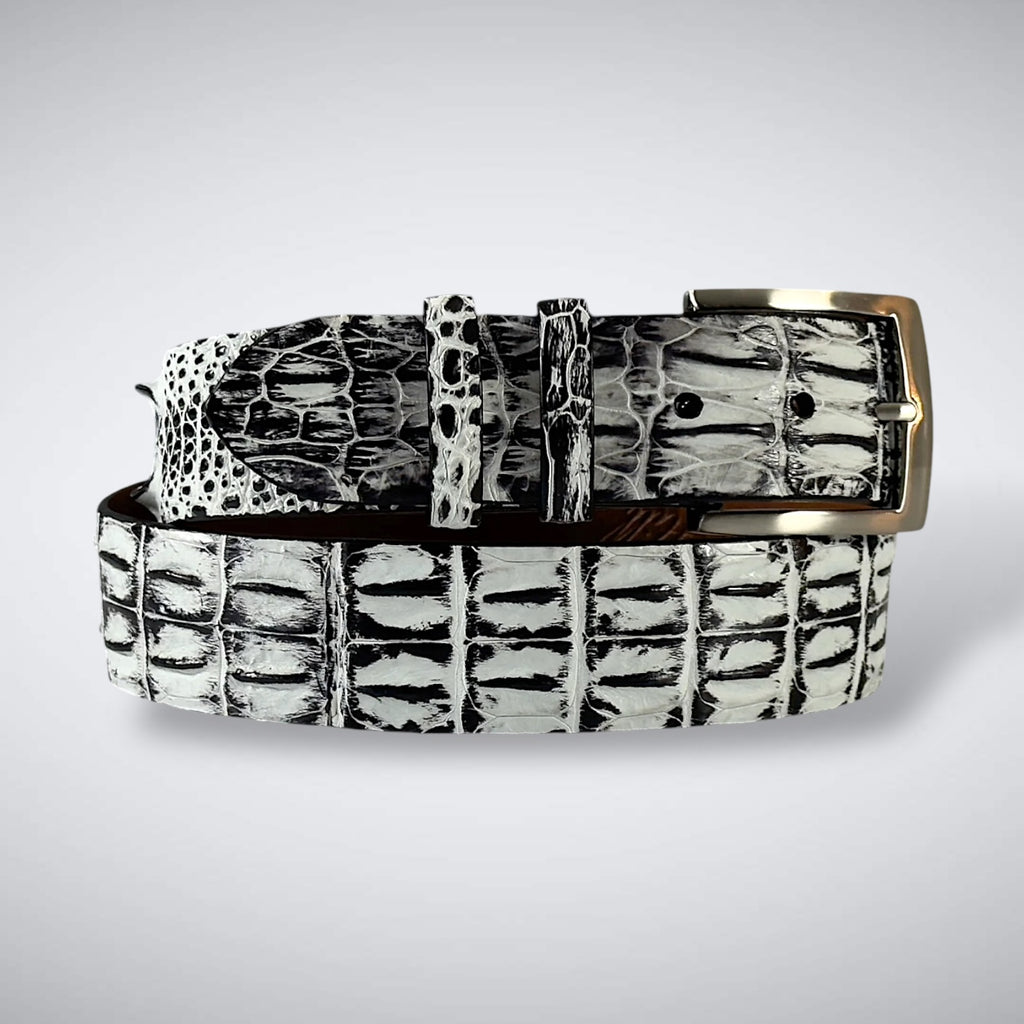 Crocodile Belt — White and Black | Saltwater