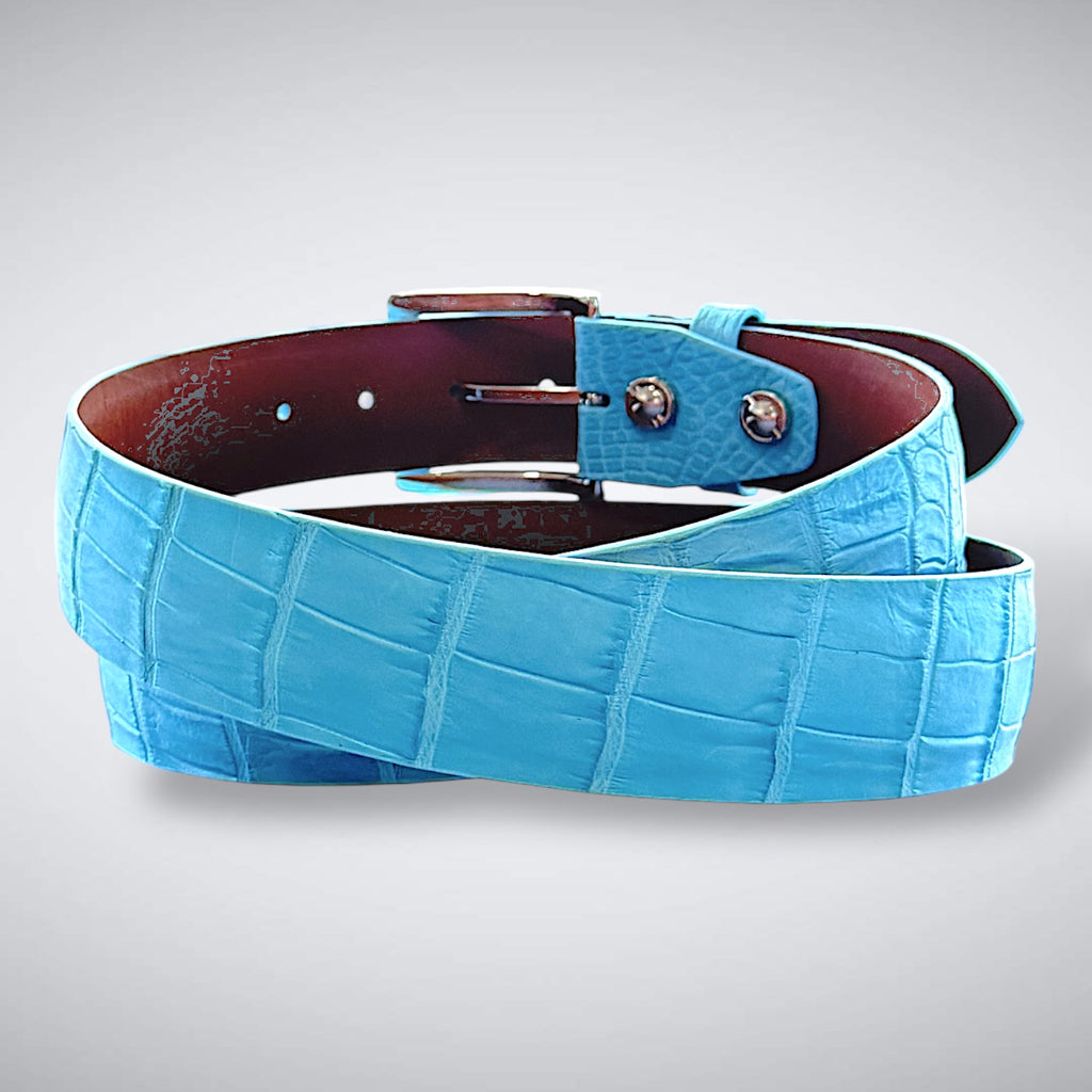 Alligator Belt — Sky Blue | Matte w/ matching stitch