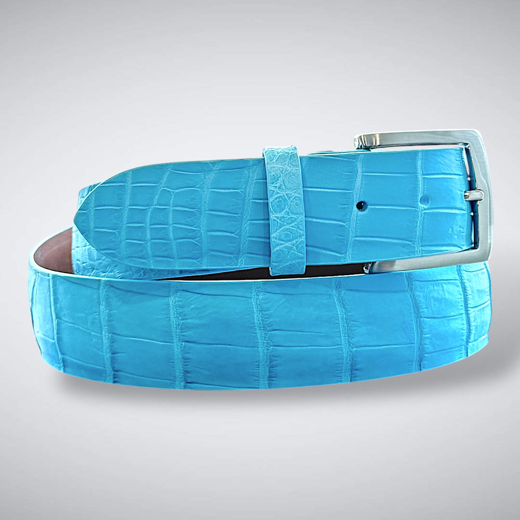 Alligator Belt — Sky Blue | Matte w/ matching stitch