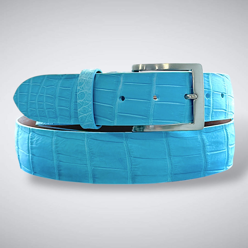 Alligator Belt — Sky Blue | Matte w/ matching stitch