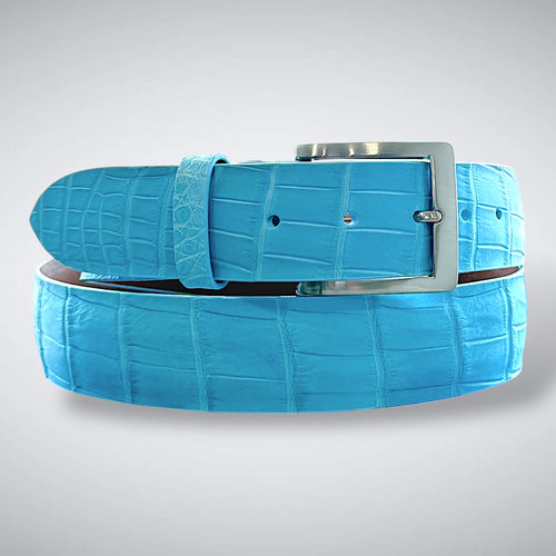 Alligator Belt — Sky Blue | Matte w/ matching stitch