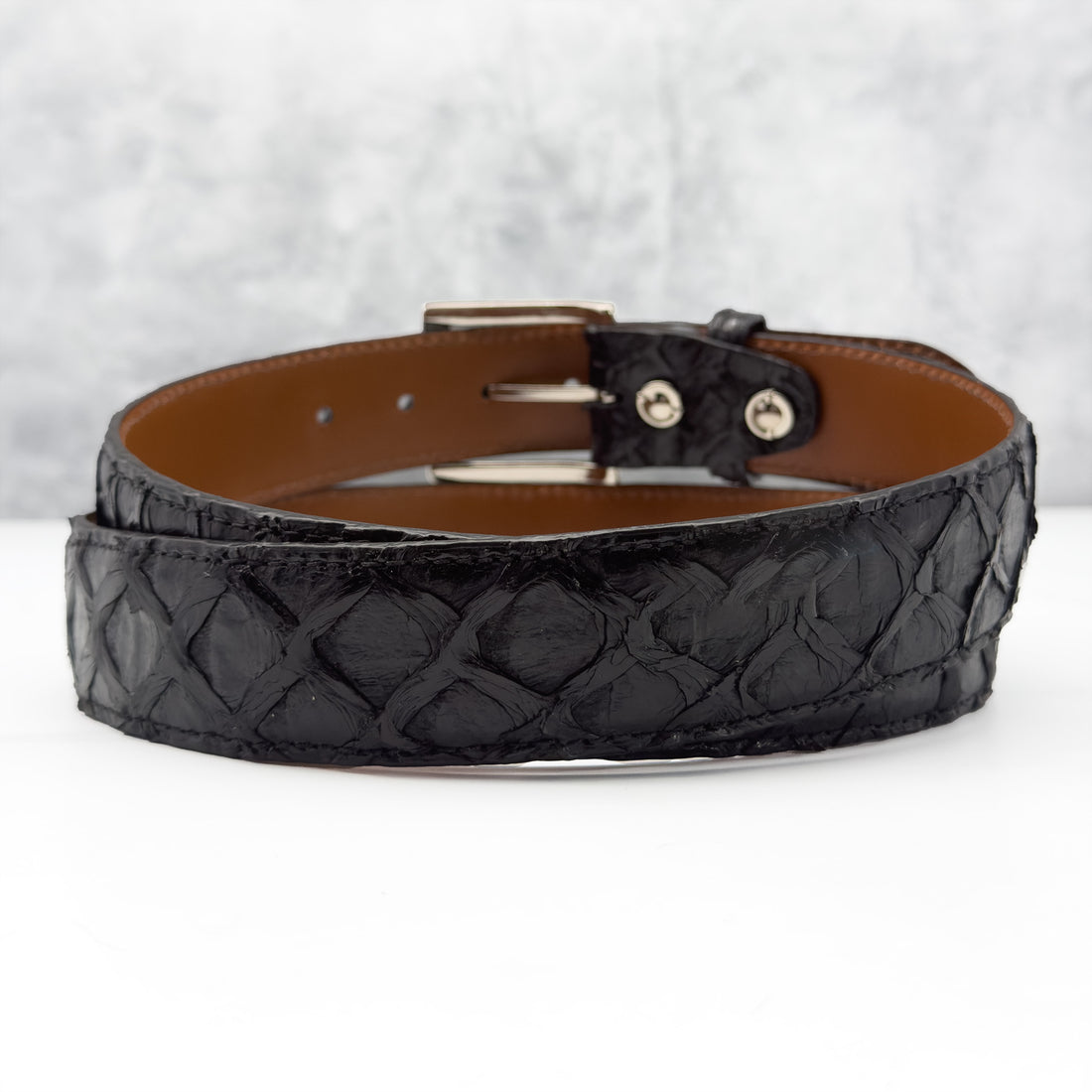 Ready To Ship Pirarucu Belt: Black