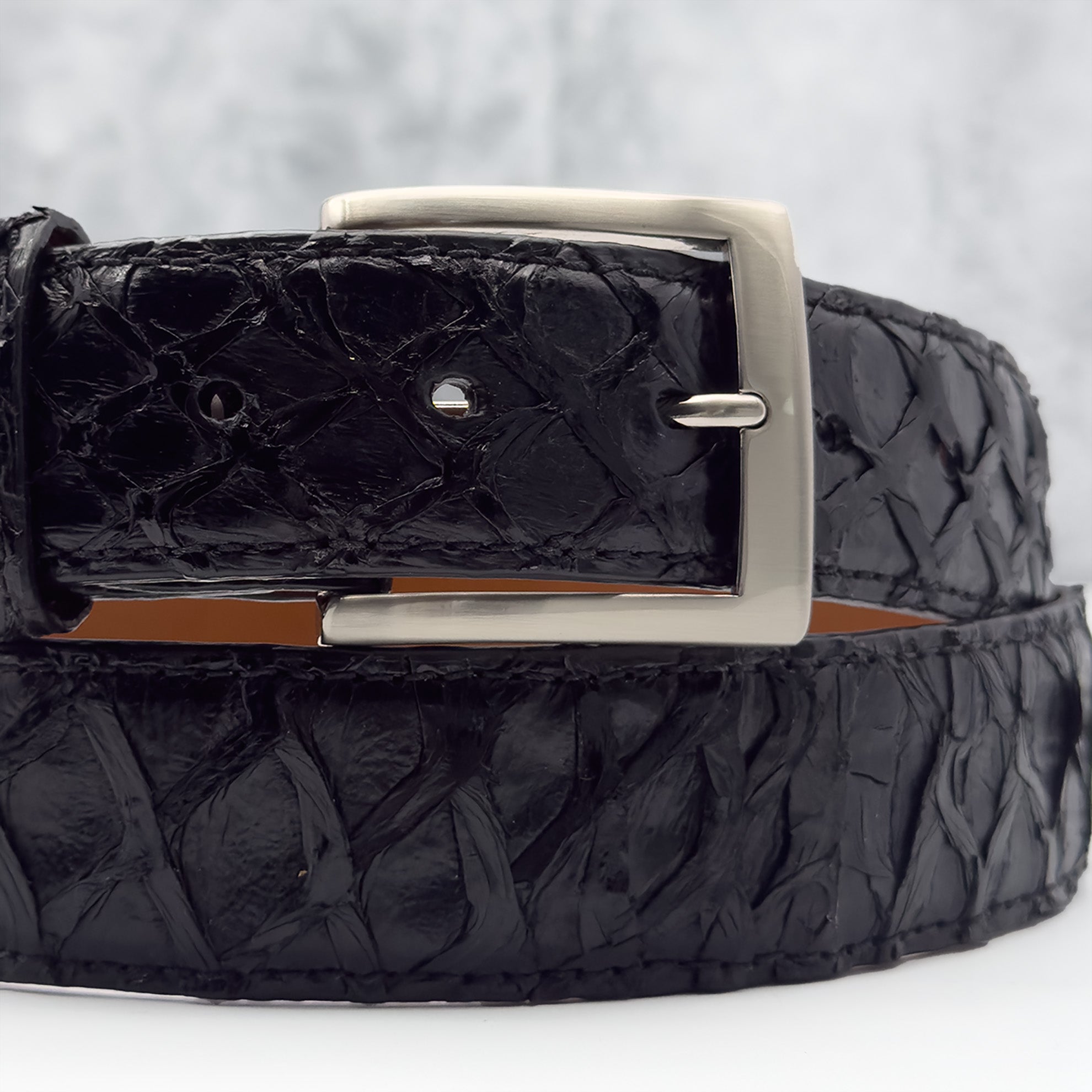 Ready To Ship Pirarucu Belt: Black