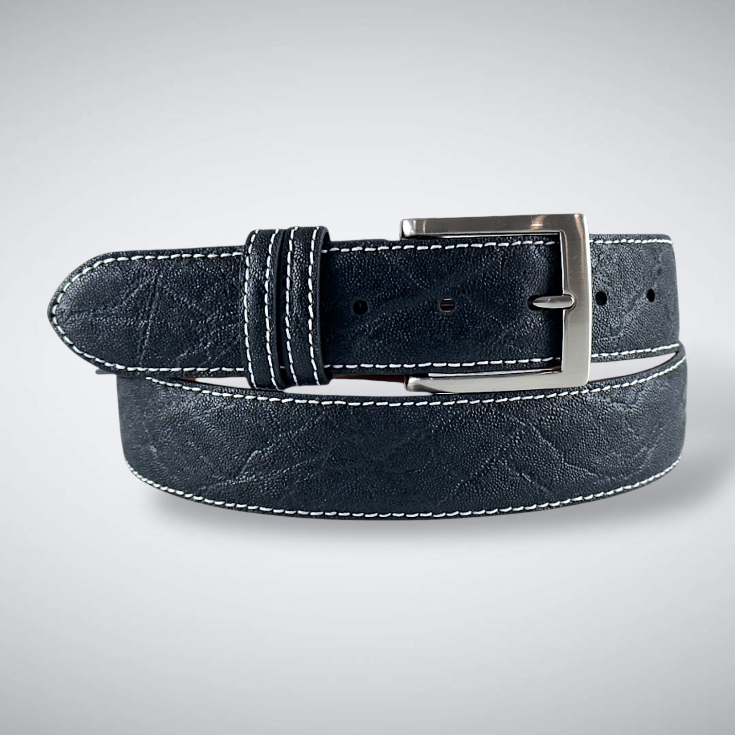 Kariba Elephant Belt (Black White Stitch)