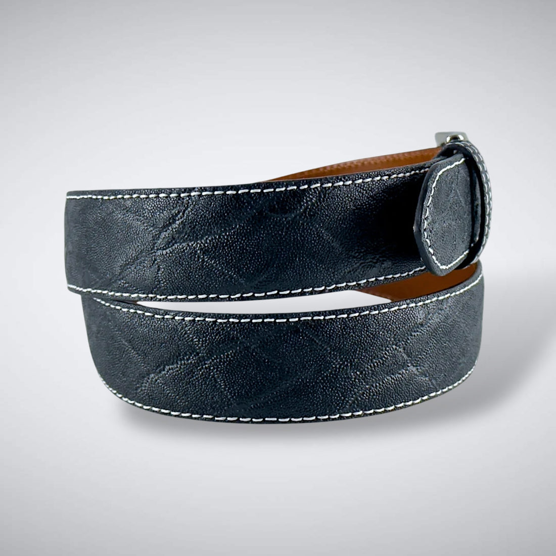 Kariba Elephant Belt (Black White Stitch)