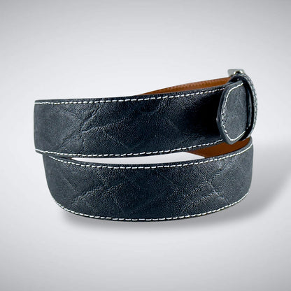 Kariba Elephant Belt (Black White Stitch)