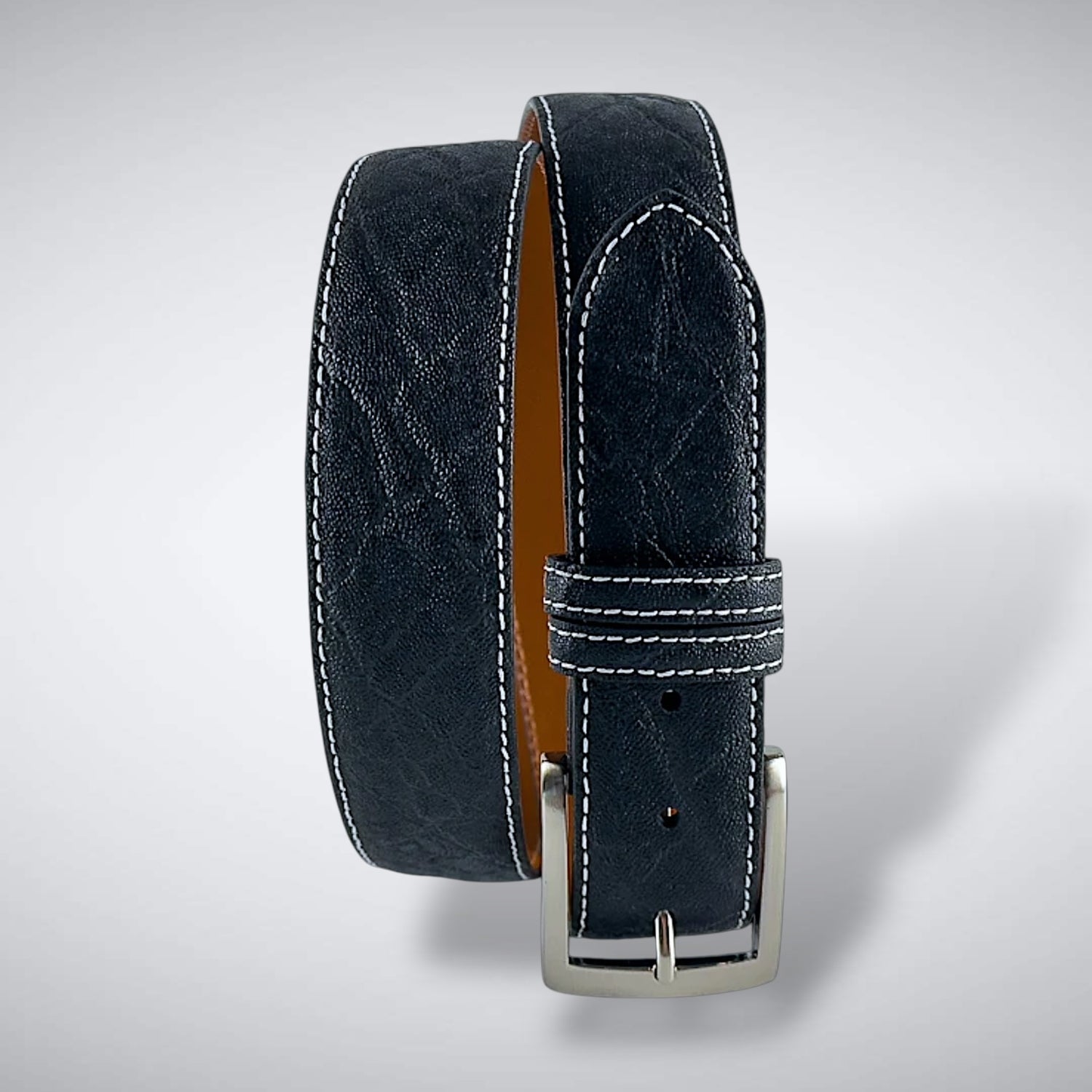 Kariba Elephant Belt (Black White Stitch)