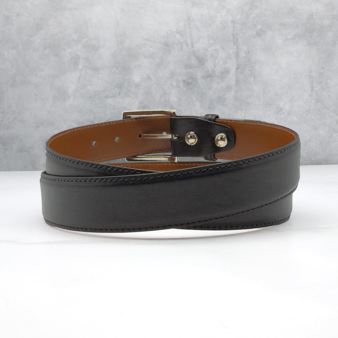 Ready To Ship Italian Calf Belt: Black (1.5 Width)