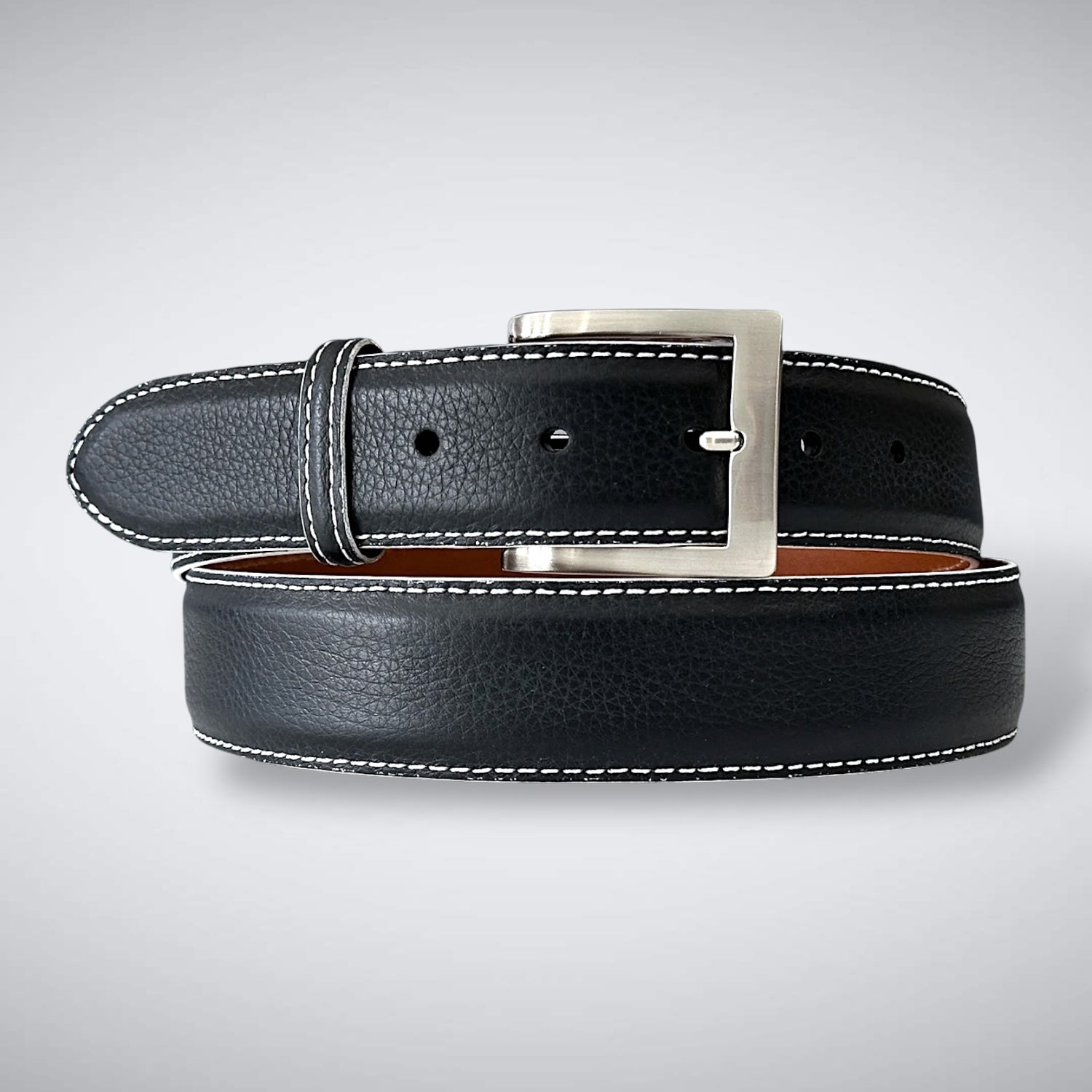 Italian Pebble Grain Calf Belt: Black