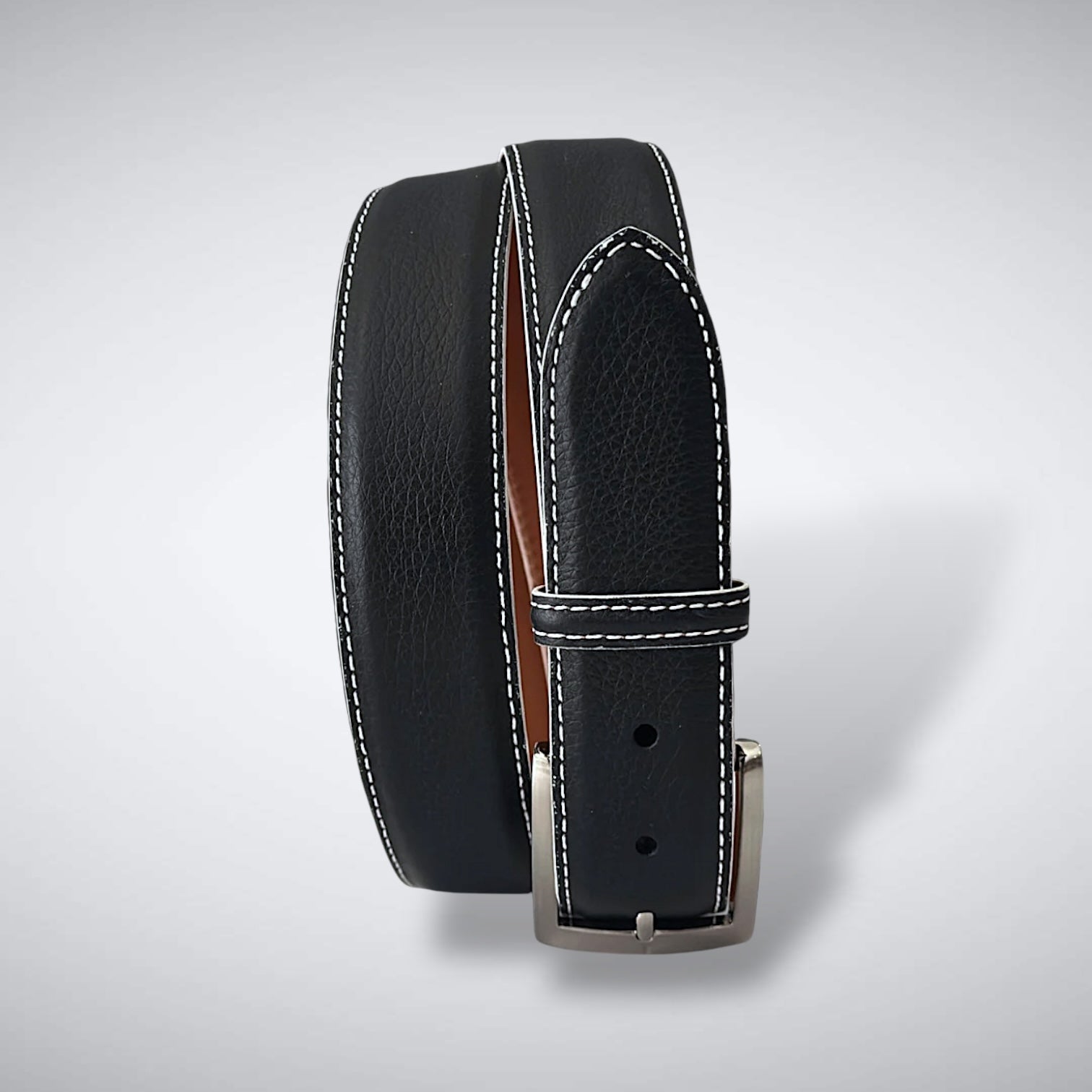 Italian Pebble Grain Calf Belt: Black