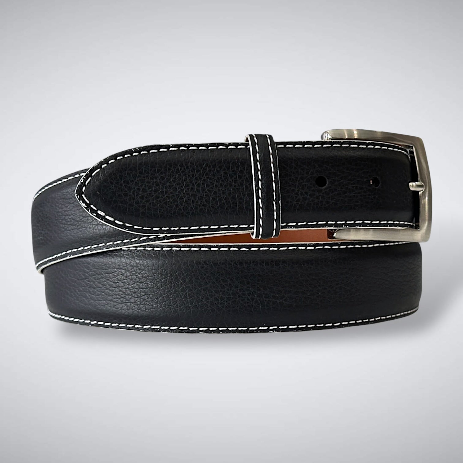 Italian Pebble Grain Calf Belt: Black