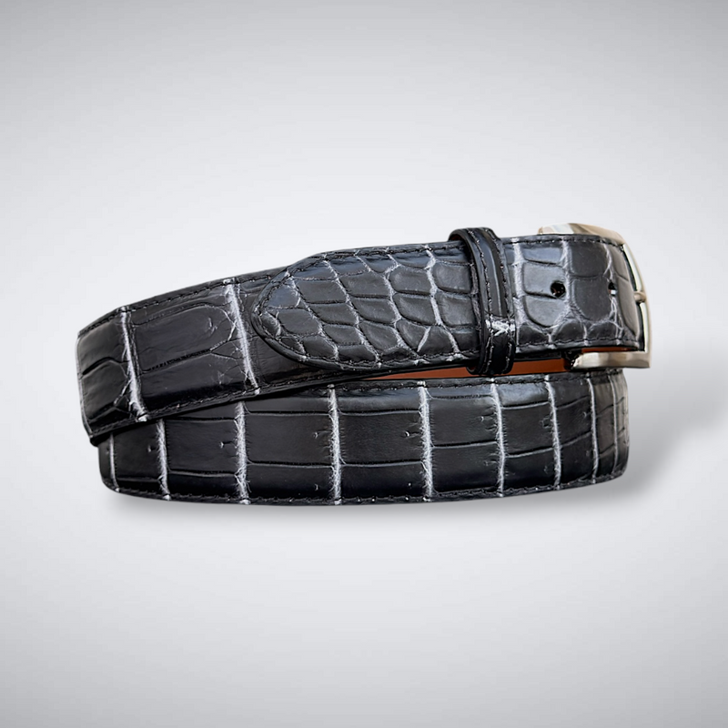Crocodile Belt — Black and White | Nile
