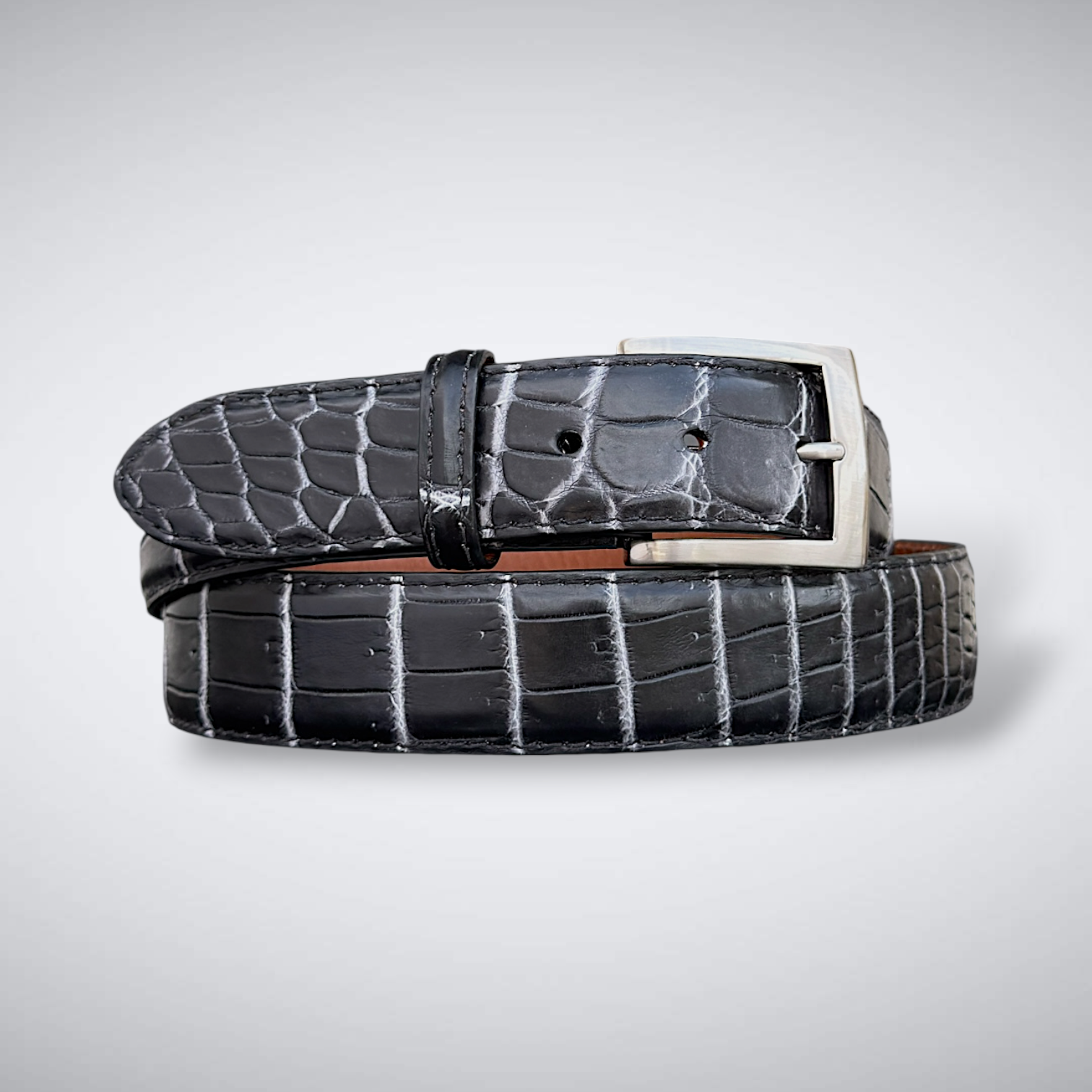 Crocodile Belt — Black and White | Nile